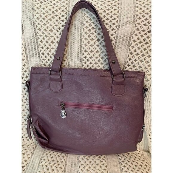 PU Leather Lavender Purple Tote Bag Purse - Picture 4 of 10